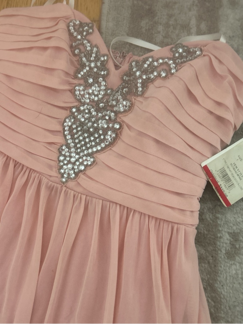 Pink Chiffon Party Dress with Sequin Accent